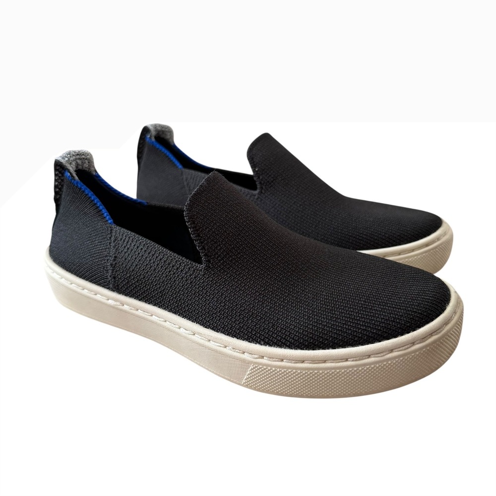 Rothys Kids The Sneaker Black Slip On Knit Shoes Size K12 Sustainable Washable